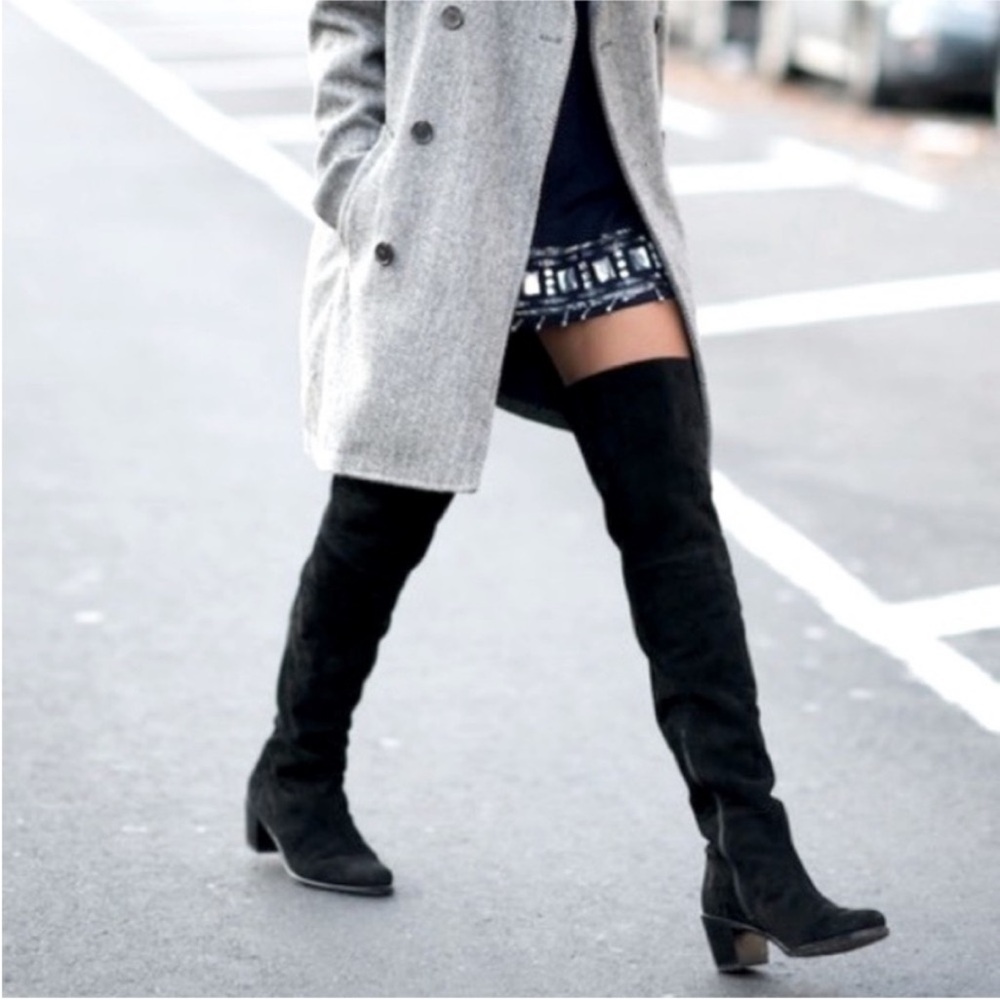 Stuart Weitzman Hitest Over The Knee Suede Boots Black Size‎ 6